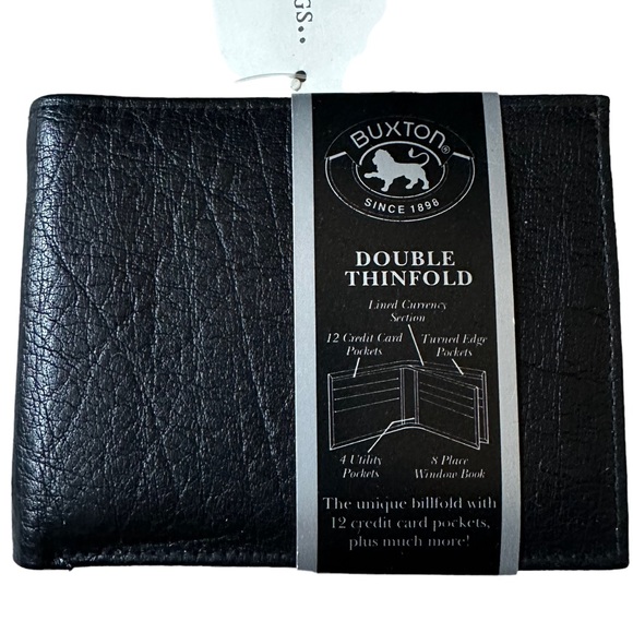 Buxton Double Thinfold Buffalo Leather Wallet - Picture 1 of 9
